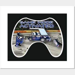 Blue and silver color white Trim Race Track Game Mode Activated Posters and Art